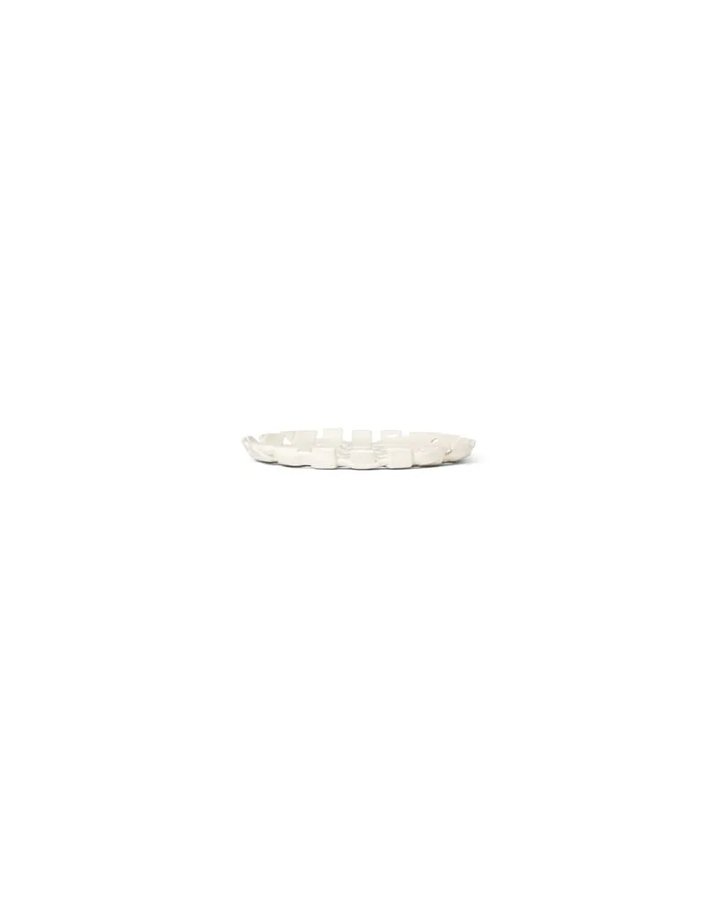 ferm LIVING Servierplatte Plait - Weiß - emaillierte Keramik - Designer Trine Andersen 