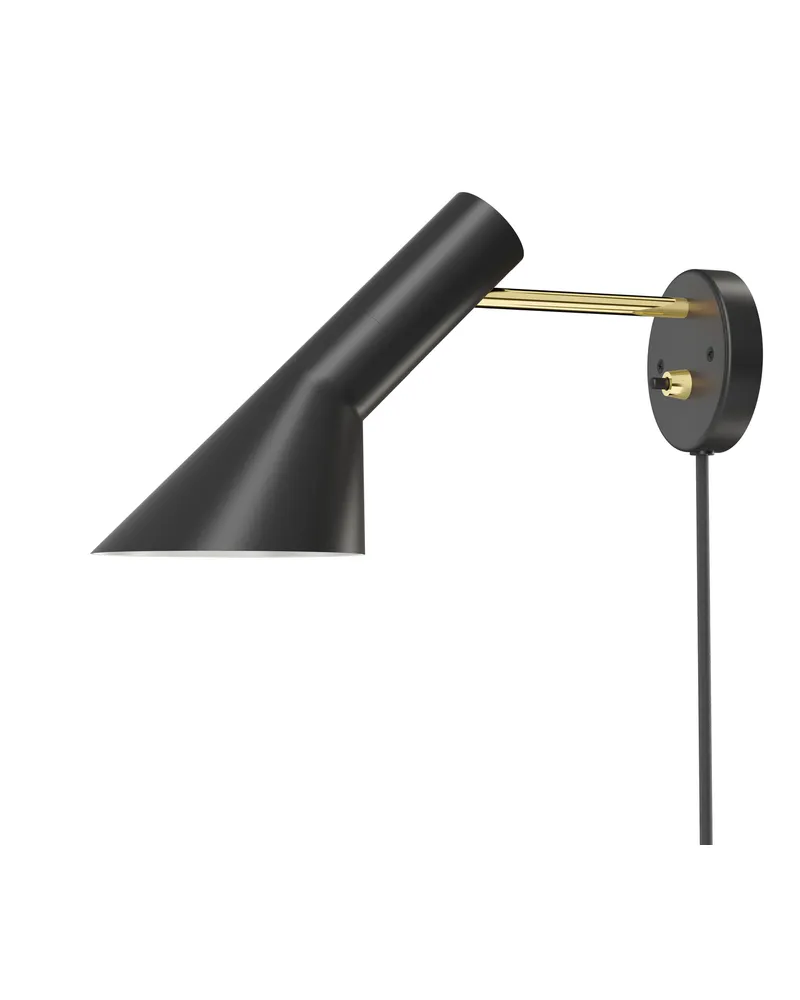 Louis Poulsen Wandleuchte mit Stromkabel AJ - Schwarz - Gesponnener Stahl - Designer Arne Jacobsen 