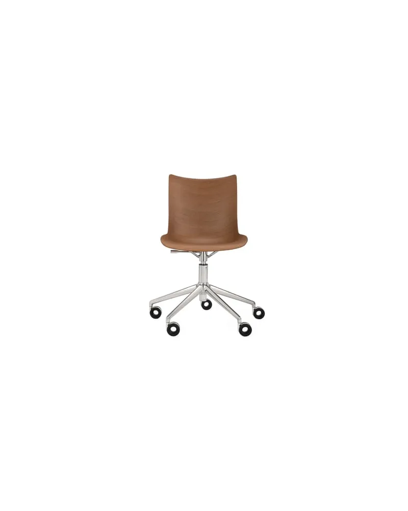 Kartell Stuhl mit Rollen Smart Wood - Holz natur - Designer Philippe Starck 
