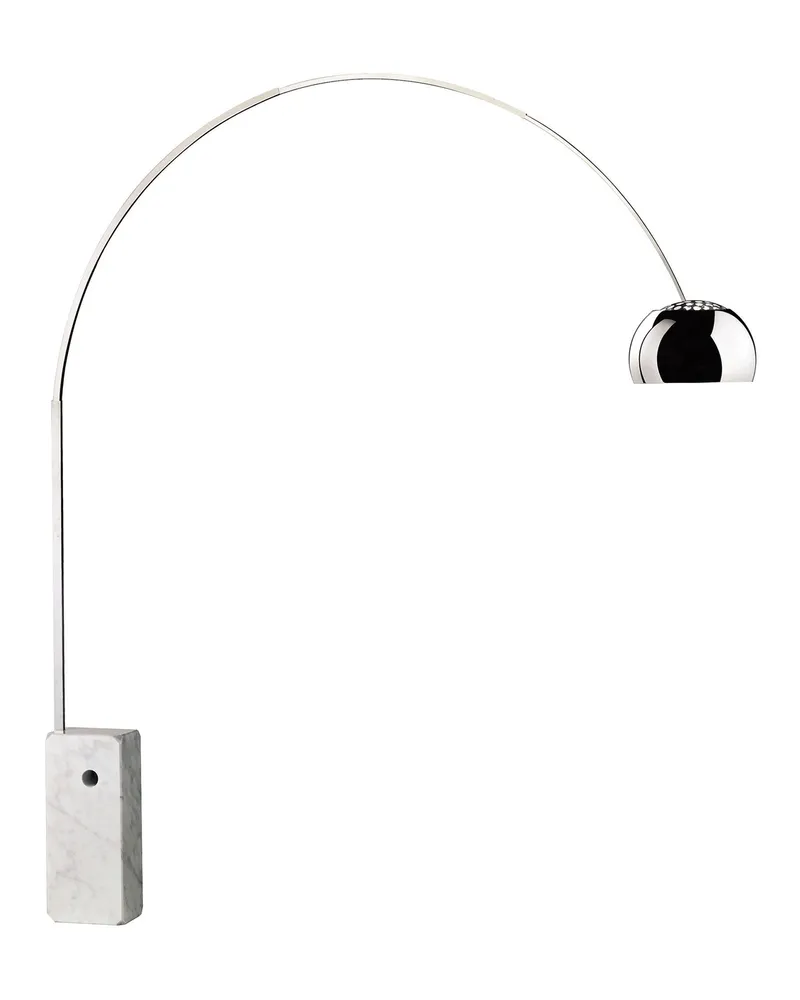 Flos Stehleuchte Arco - Metall - Carrara-Marmor - Designer Achille Castiglioni 