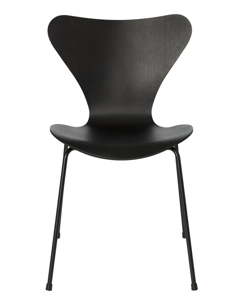 Fritz Hansen Stapelbarer Stuhl Série 7 - Schwarz - Eschefurnier - Designer Arne Jacobsen 