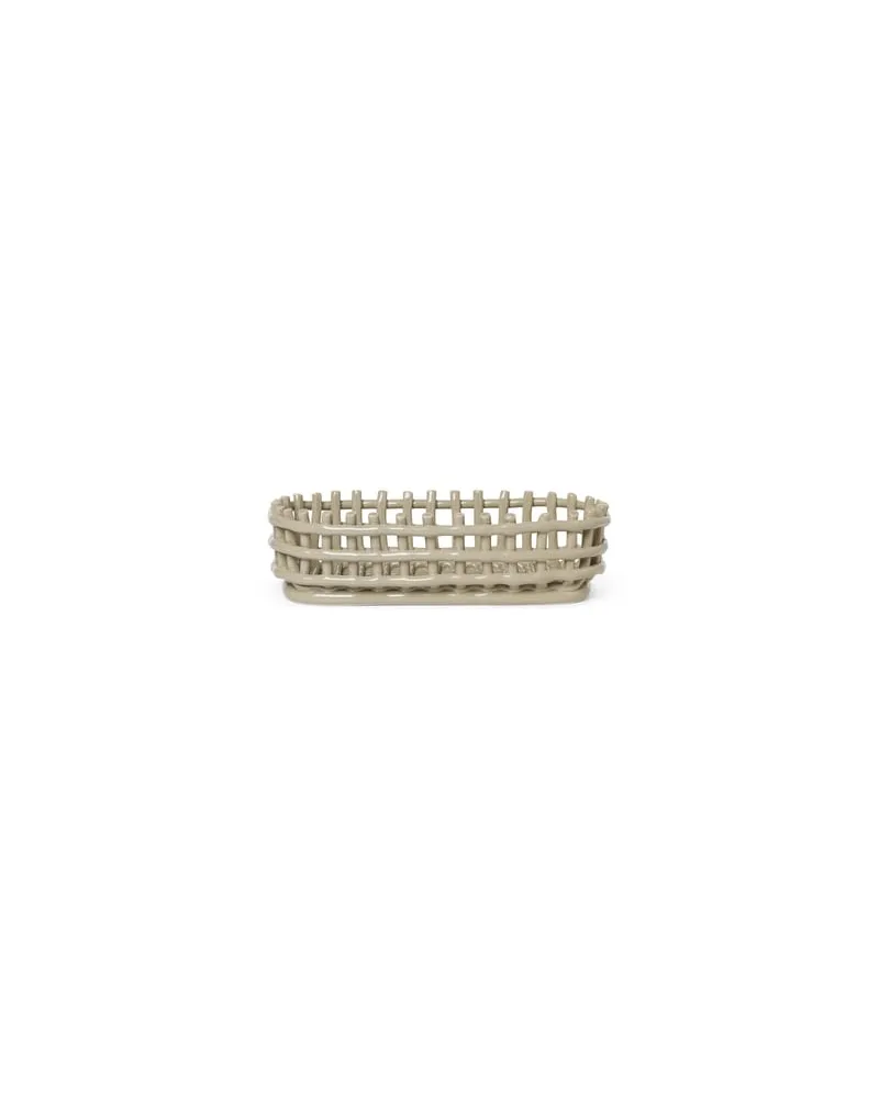 ferm LIVING Korb Ceramic - Beige - emaillierte Keramik 
