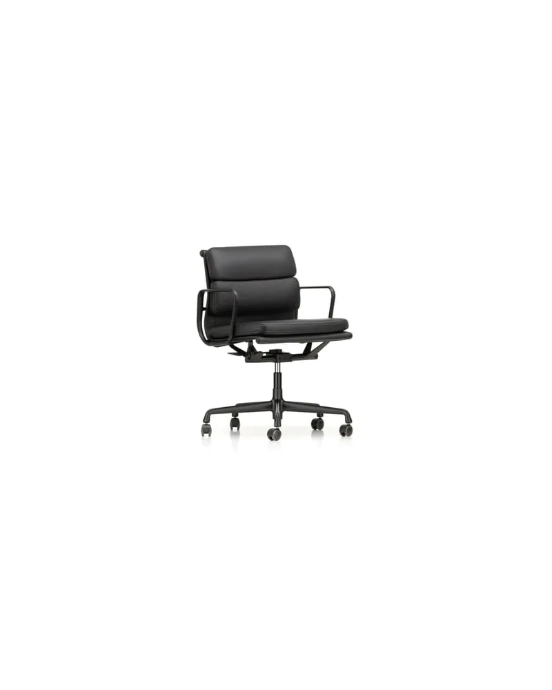 Vitra Sessel mit Rollen Soft Pad - Schwarz - Aluminium-Druckguß - Designer Charles & Ray Eames 