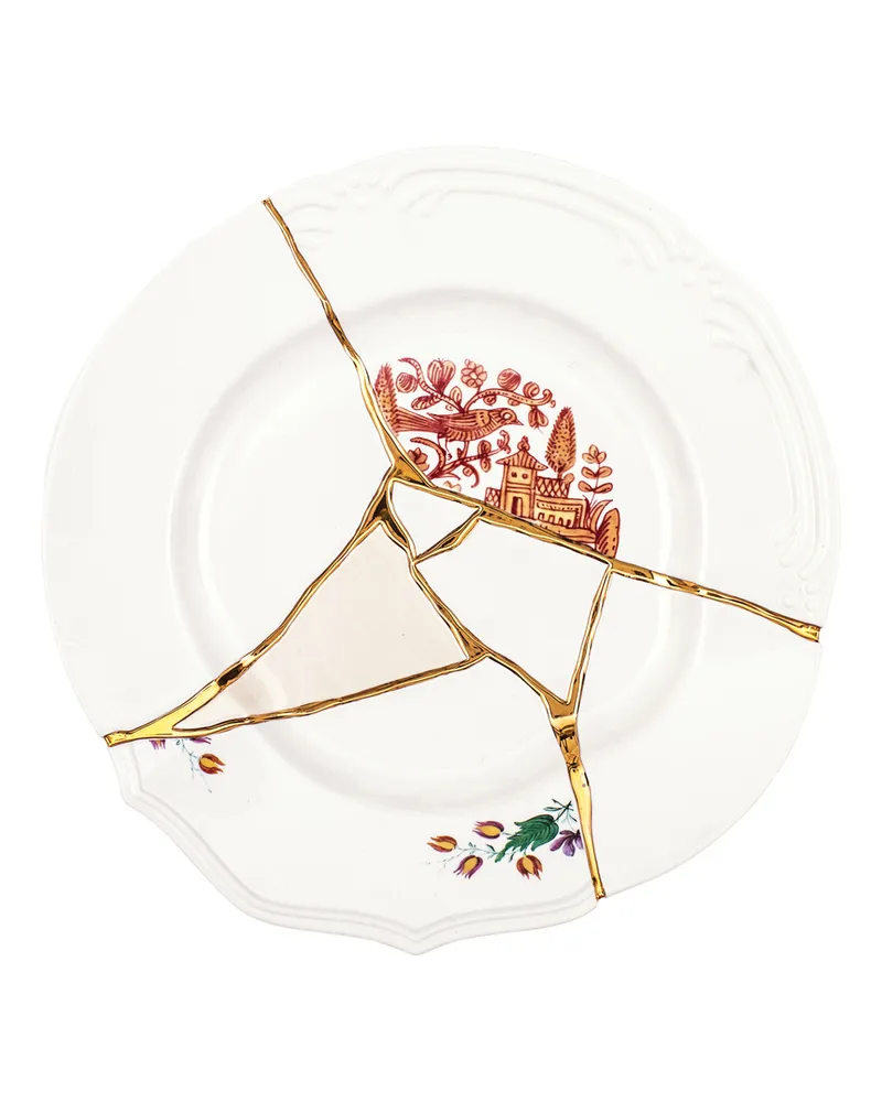 Seletti Teller Kintsugi - Weiß - Gold - Designer Marcantonio 