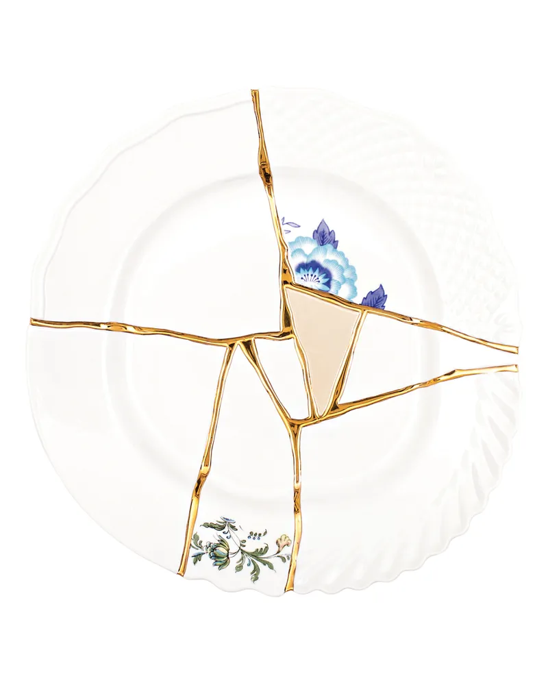 Seletti Teller Kintsugi - Weiß - Gold - Designer Marcantonio 