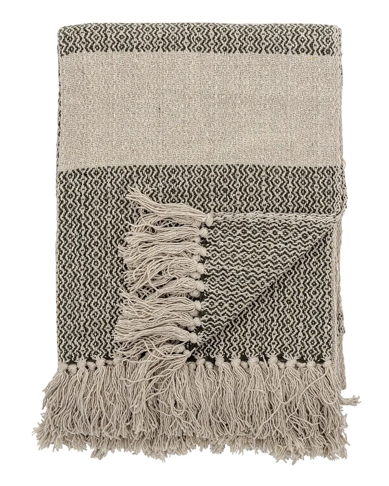 Bloomingville Decke Plaids - Beige - Recycelte Baumwolle 