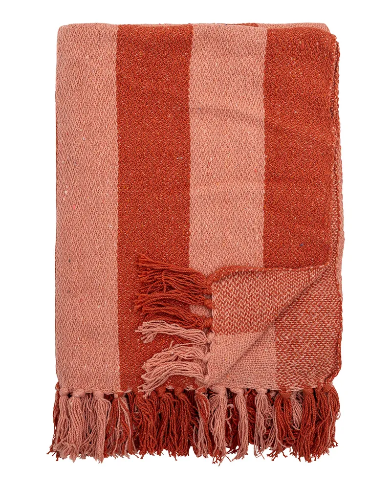 Bloomingville Decke Frello - Orange - Recycelte Baumwolle 