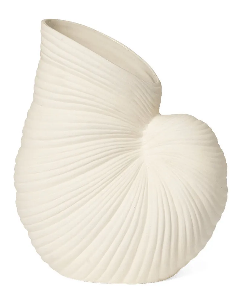 ferm LIVING Vase Shell - Weiß - Sandstein - Designer Trine Andersen 