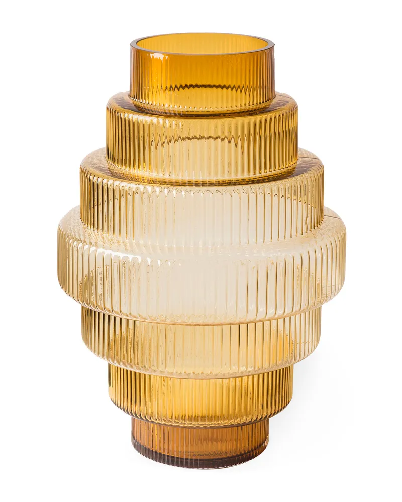POLSPOTTEN Vase Steps - Gelb - mundgeblasenes Glas 