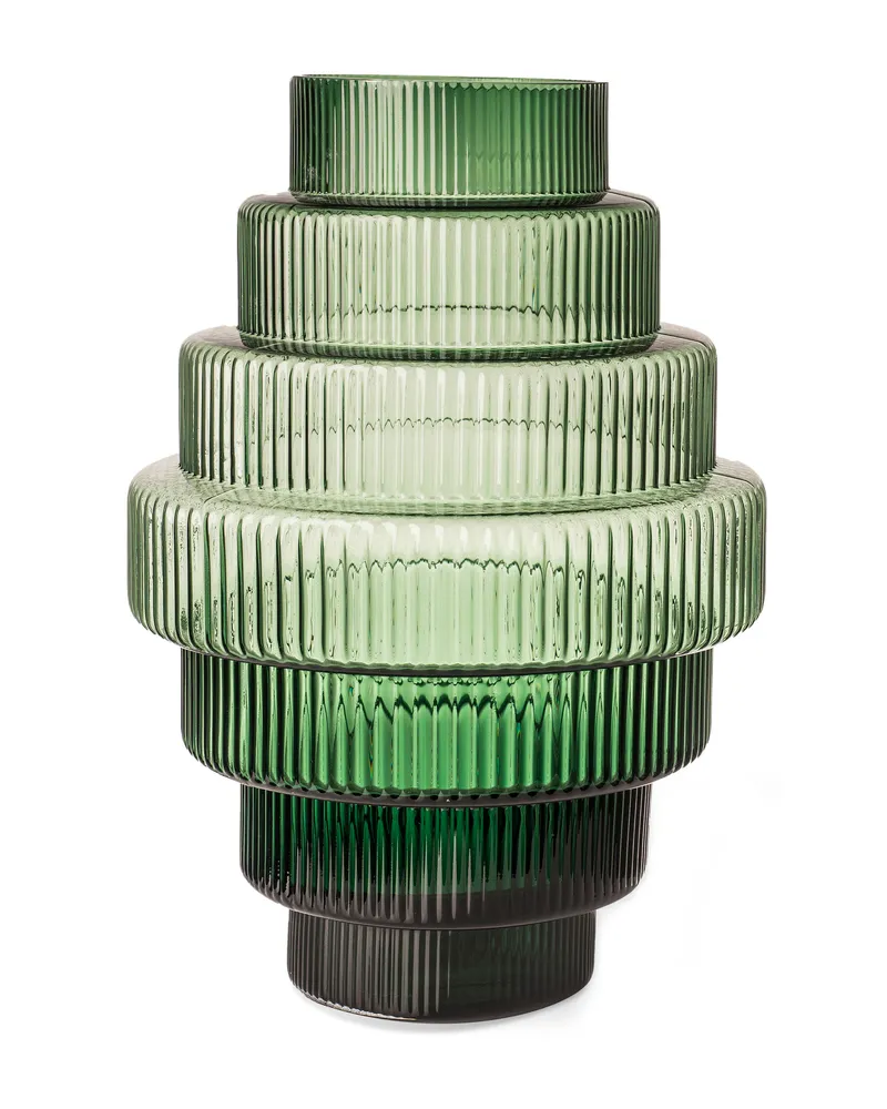 POLSPOTTEN Vase Steps - Grün - mundgeblasenes Glas 