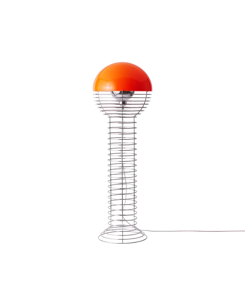 Verpan Stehleuchte Wire - Orange - verchromter Stahl - Designer Verner Panton 