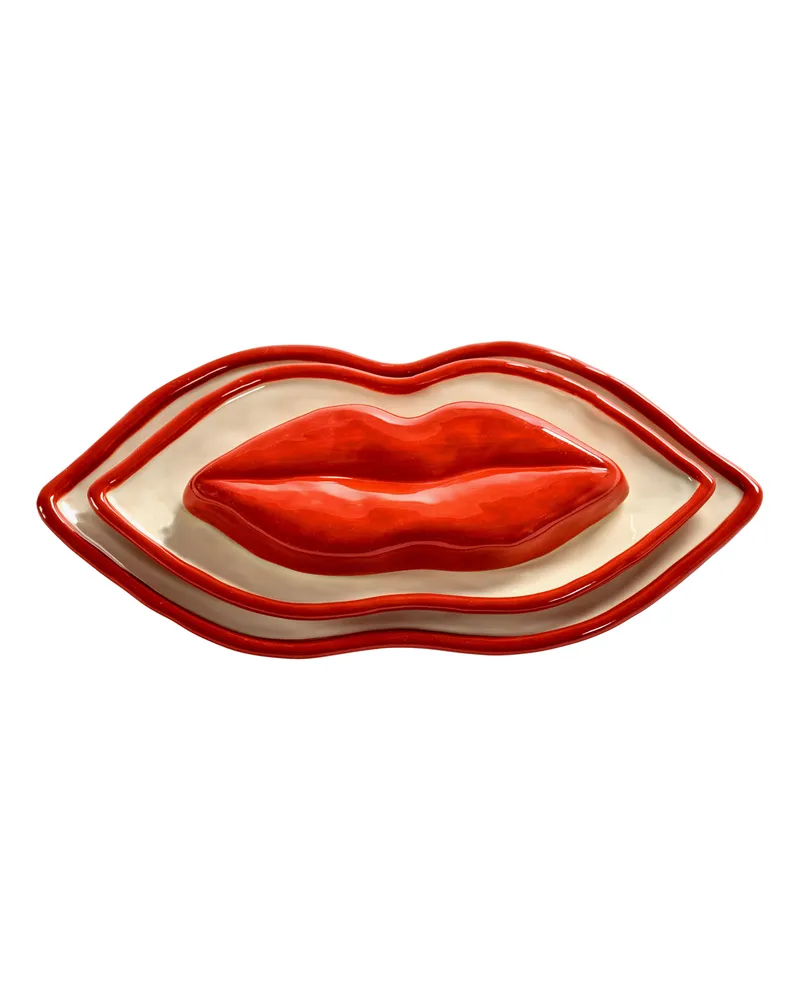 Serax Servierplatte Les objets Moulversants - Rot - emaillierter Sandstein - Designer Wouters & Hendrix 