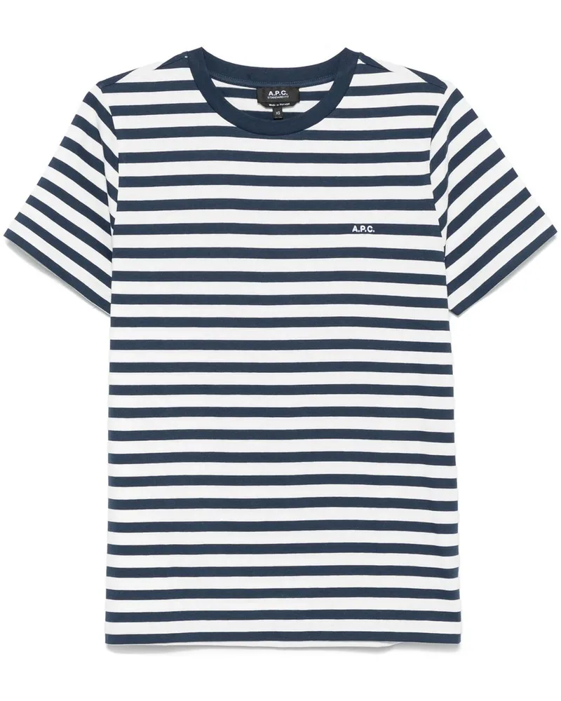 A.P.C. Tshirt Standard Apc Brode Raye Blau