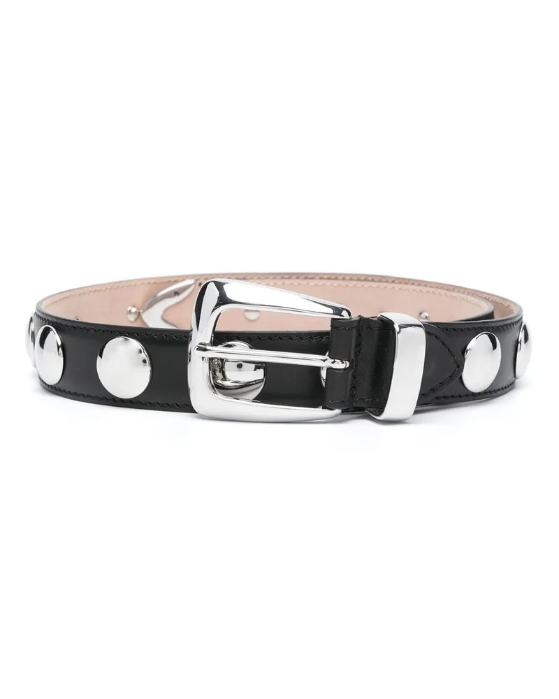 KHAITE Benny Belt With Studs Silver Buckle (30mm Schwarz