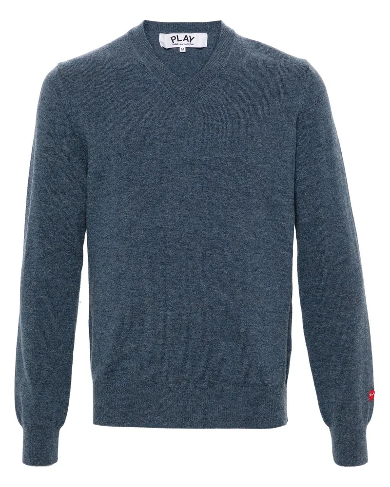 Comme des Garçons Pullover Klein Rotes Emblem Strick Axn090051 Blau