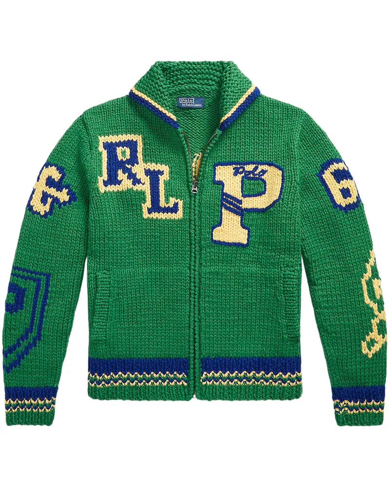 Ralph Lauren Varsity-inspired Wool Full-zip Sweater 710b23904001 Grün
