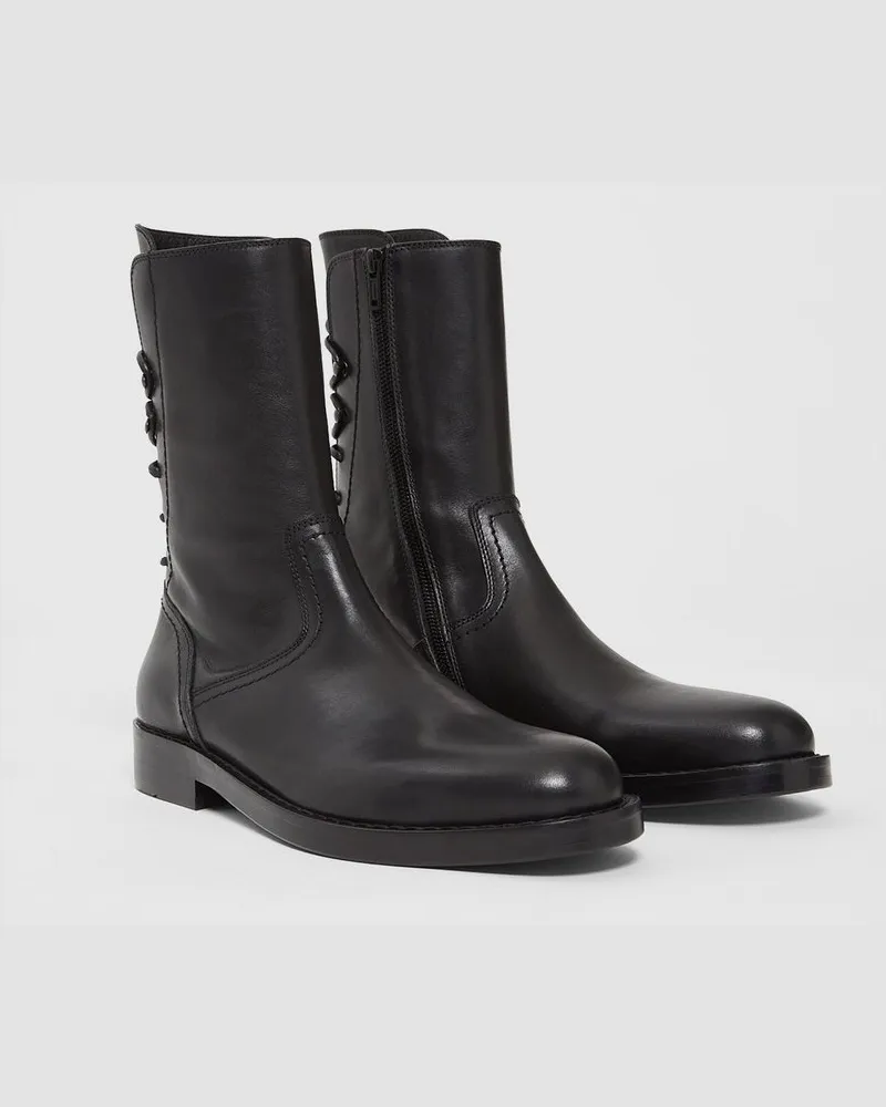 Ann Demeulemeester Heiko Laced Back Ankle Boots Santiago Schwarz