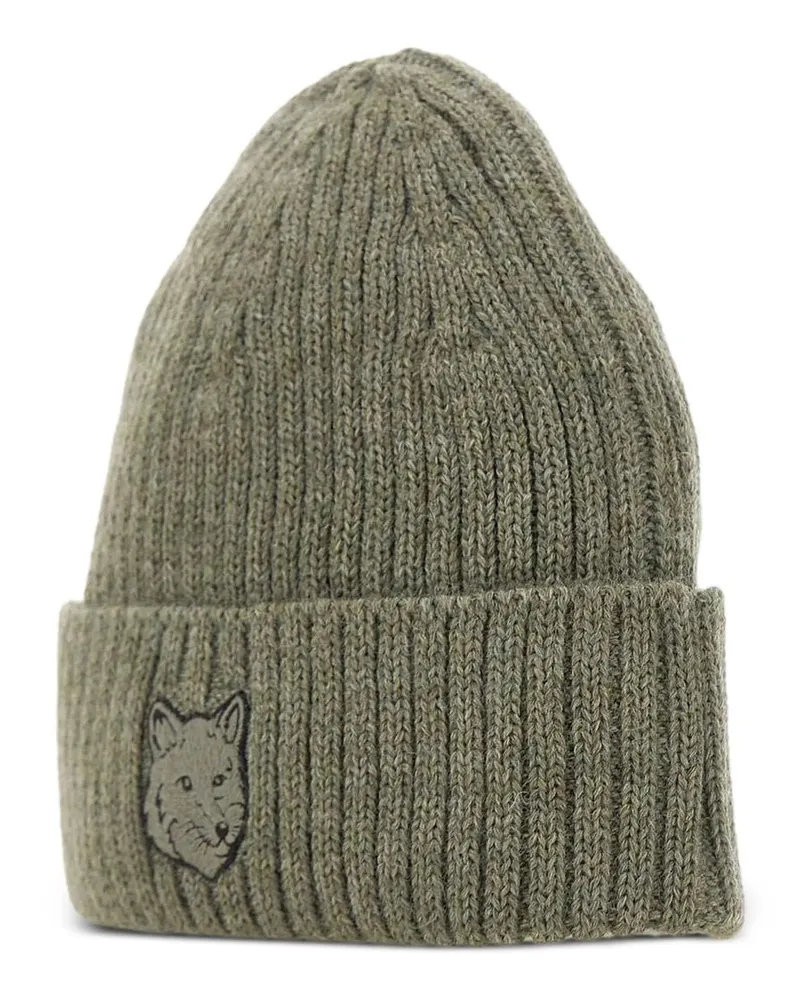 Kitsuné Fox Head Beanie Grau
