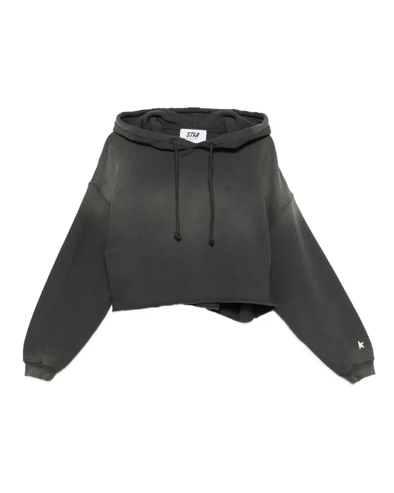 Golden Goose Star/ W`s Oversize Cropped Hoodie/ Sunfaded Wash/ Star  Print Grau