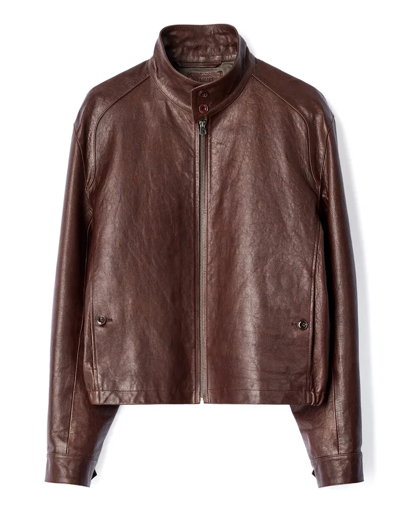 Christophe Lemaire Leather Harrington Blouson Braun