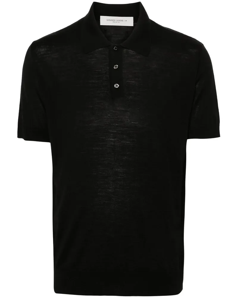 Golden Goose Golden M`s Polo Knit Short Sleeves Merino Wool Schwarz