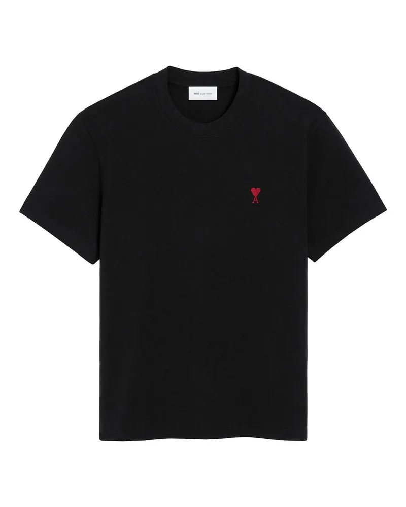 AMI Paris Tshirt With Red Ami de Coeur Schwarz