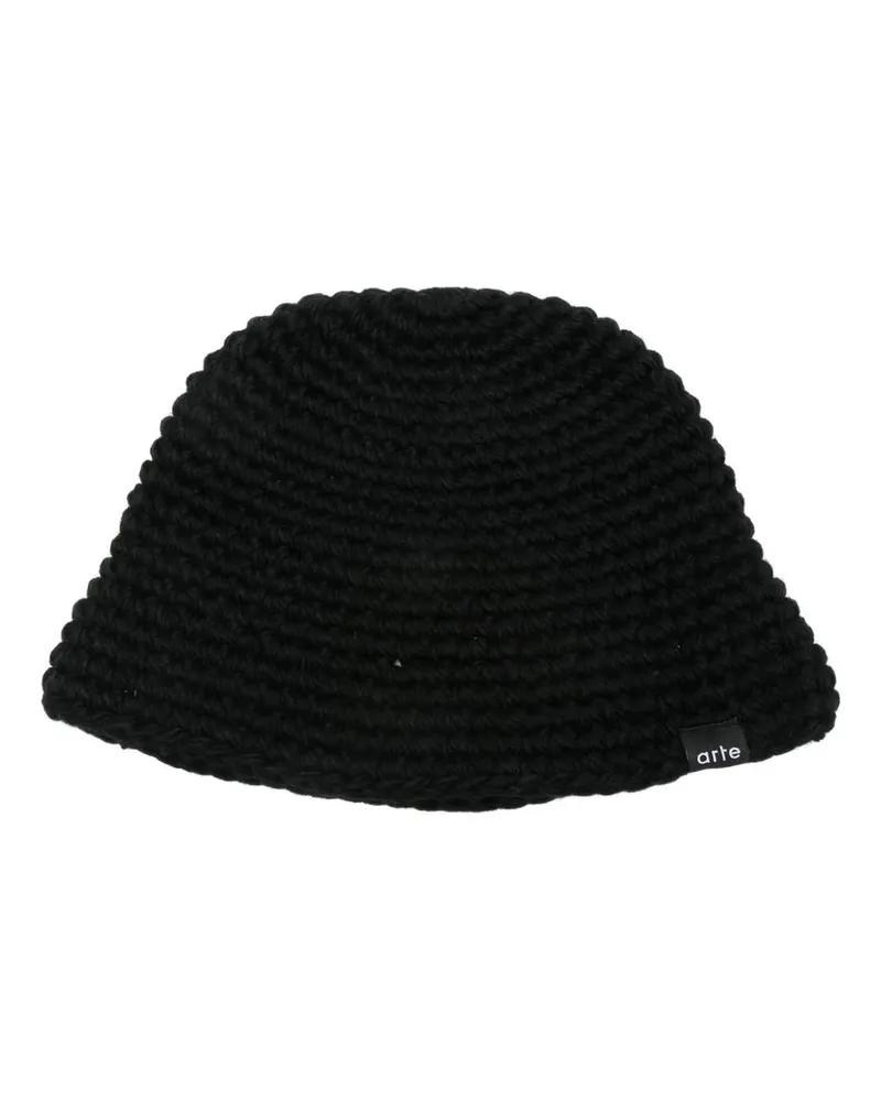 Arte Antwerp Crochet Knit Buckethat Schwarz