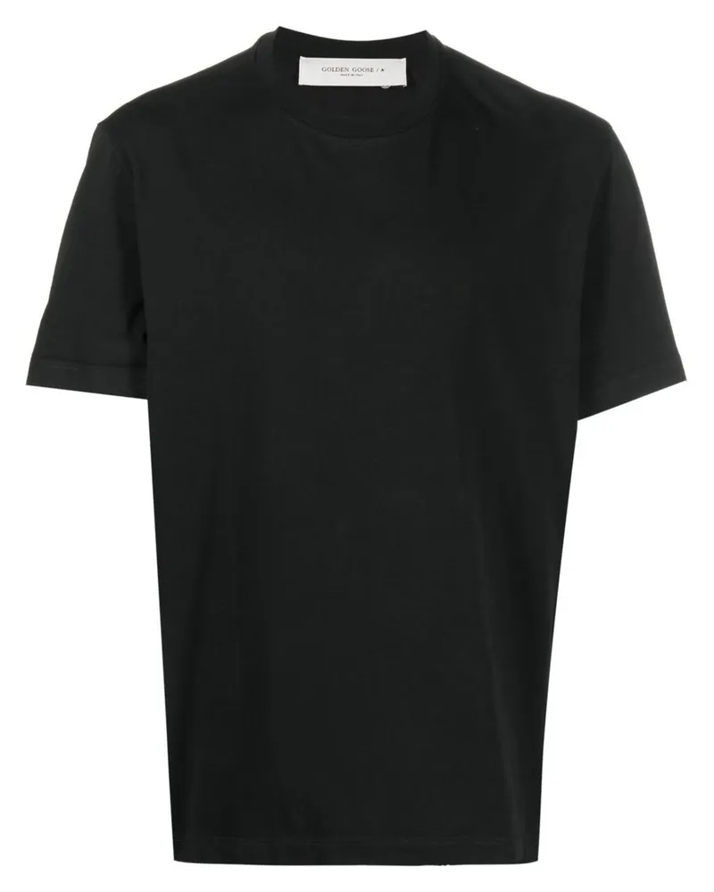 Golden Goose Golden M`s Regular T-shirt Distressed Cotton Jersey Schwarz