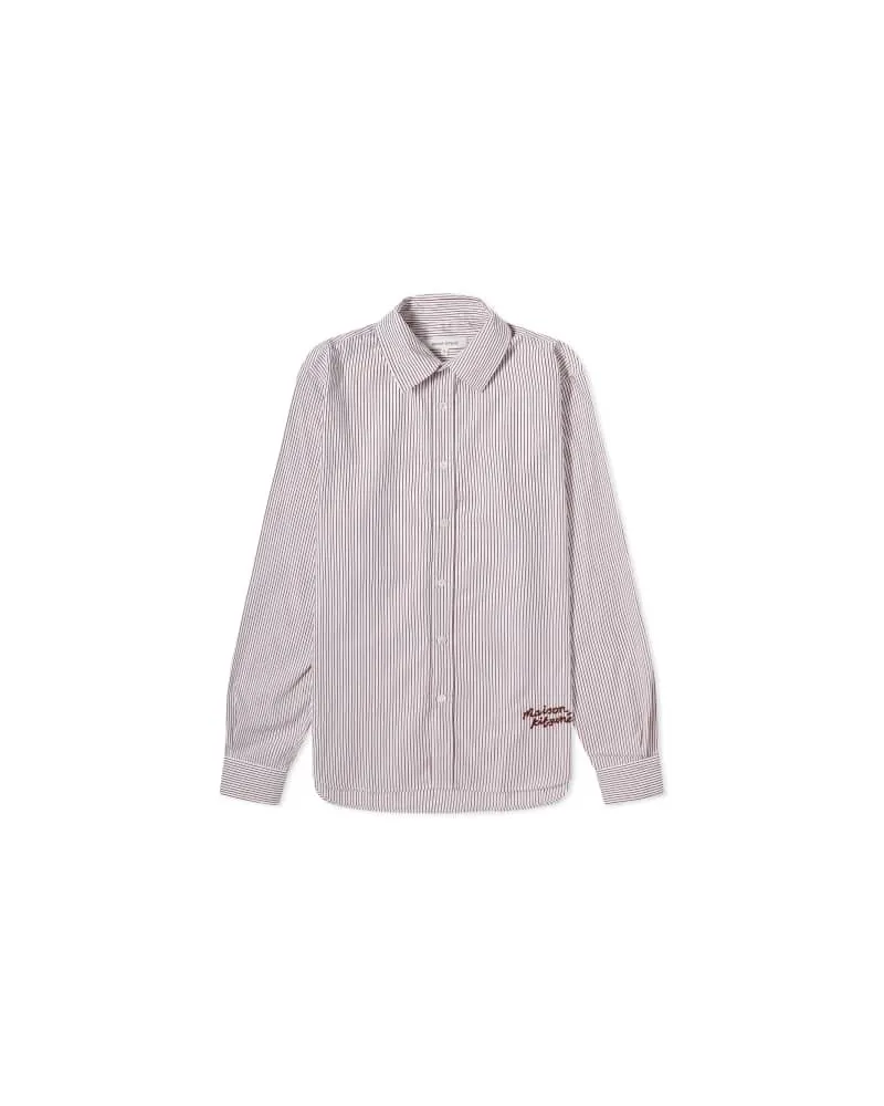 Kitsuné Klassisches Hemd aus gestreiftem Baumwollstoff mit handschriftlichem Logo Lm00405wc2037 Mehrfarbig