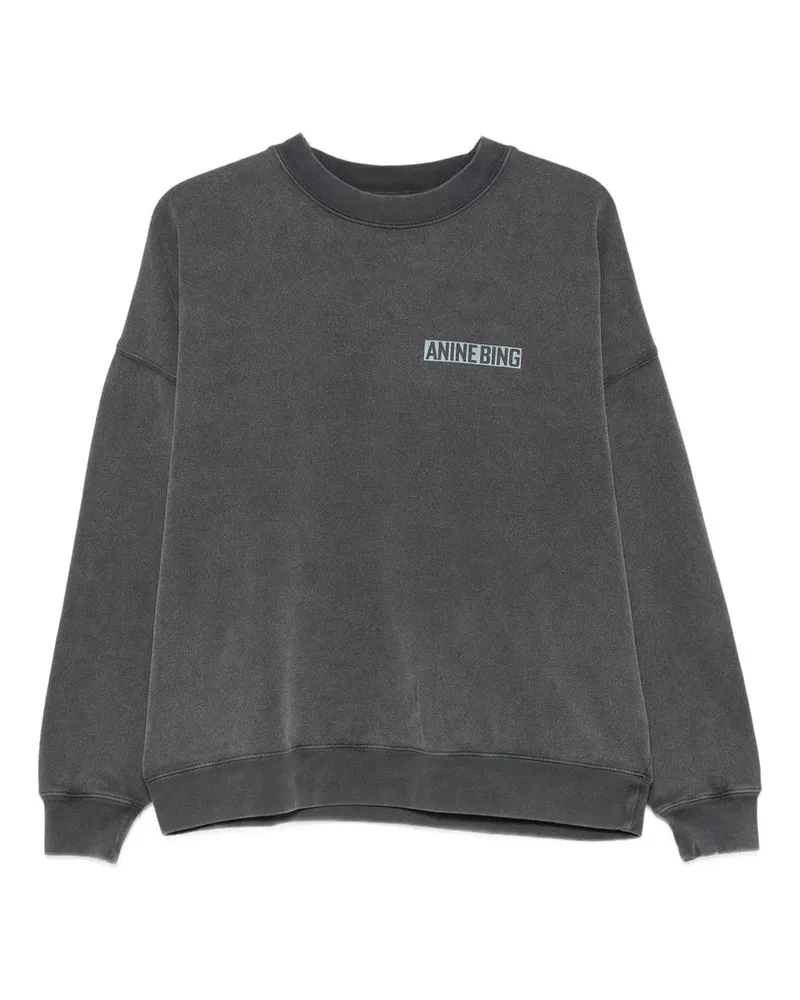 Anine Bing Miles Sweatshirt Palm - Washed Black Schwarz