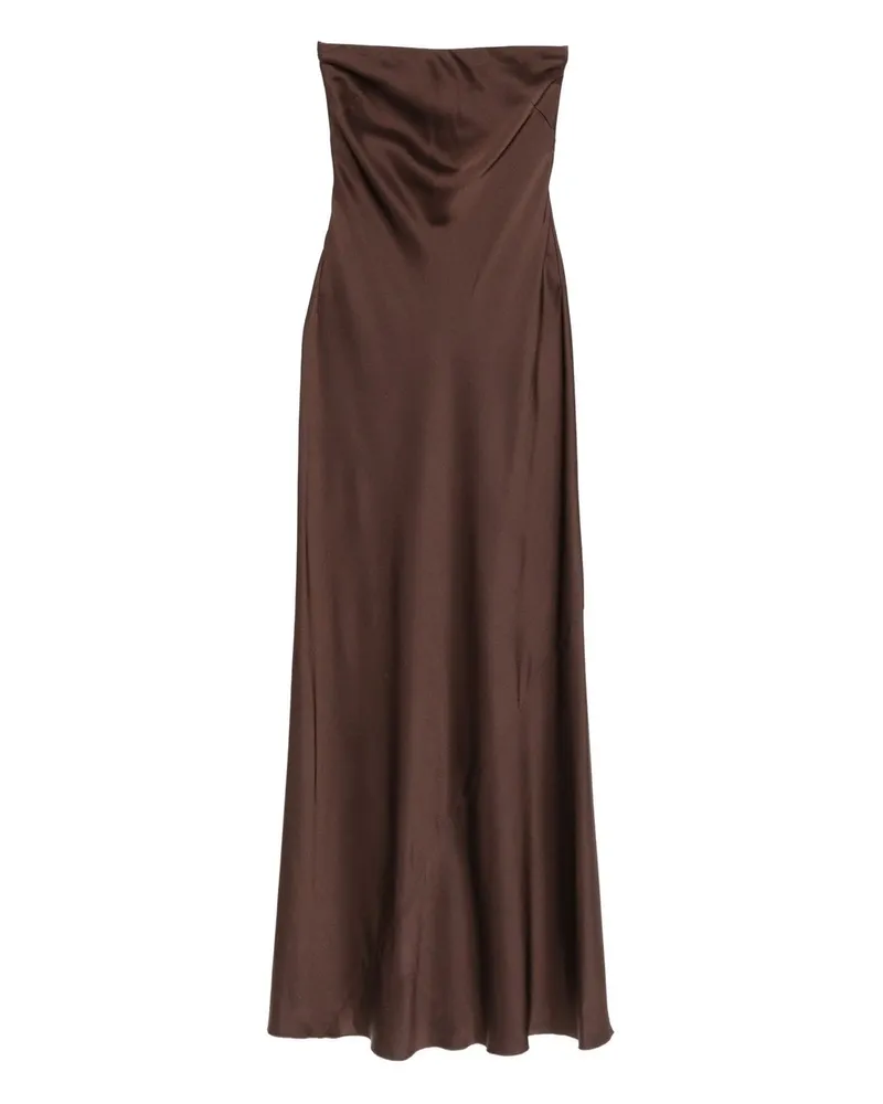 forte_forte Abito Colonna Sbieco Shiny Envers Satin Braun