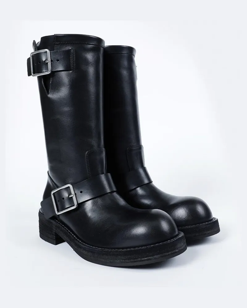 Ann Demeulemeester Sarith Engineer Biker Boots With Buckles Tuxon Schwarz