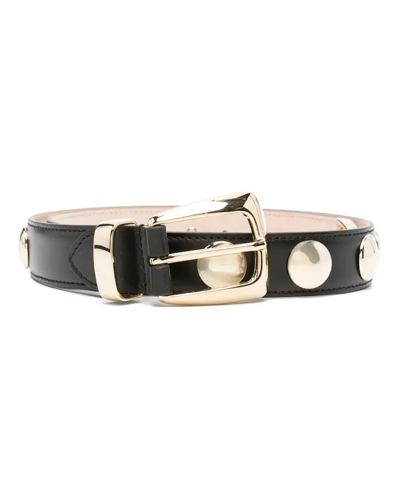 KHAITE Benny Belt With Studs - Gold Buckle (30mm Schwarz
