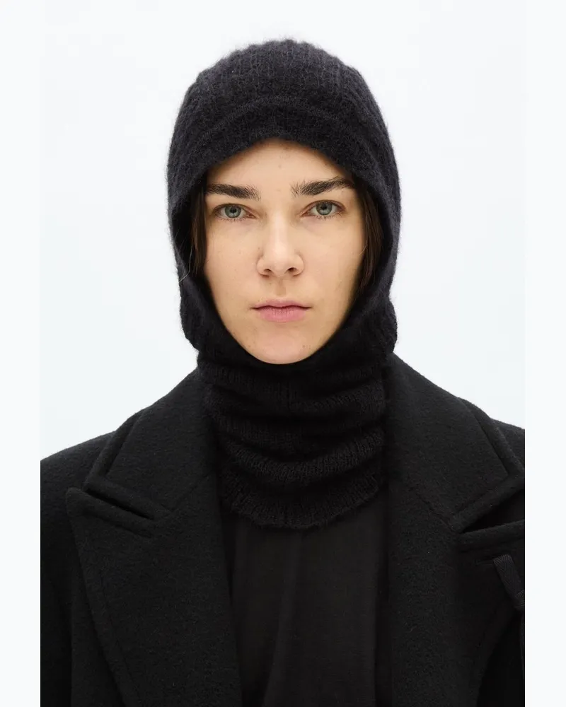 Ann Demeulemeester Vali Balaclava Brushed Mohair Silk Knit Schwarz