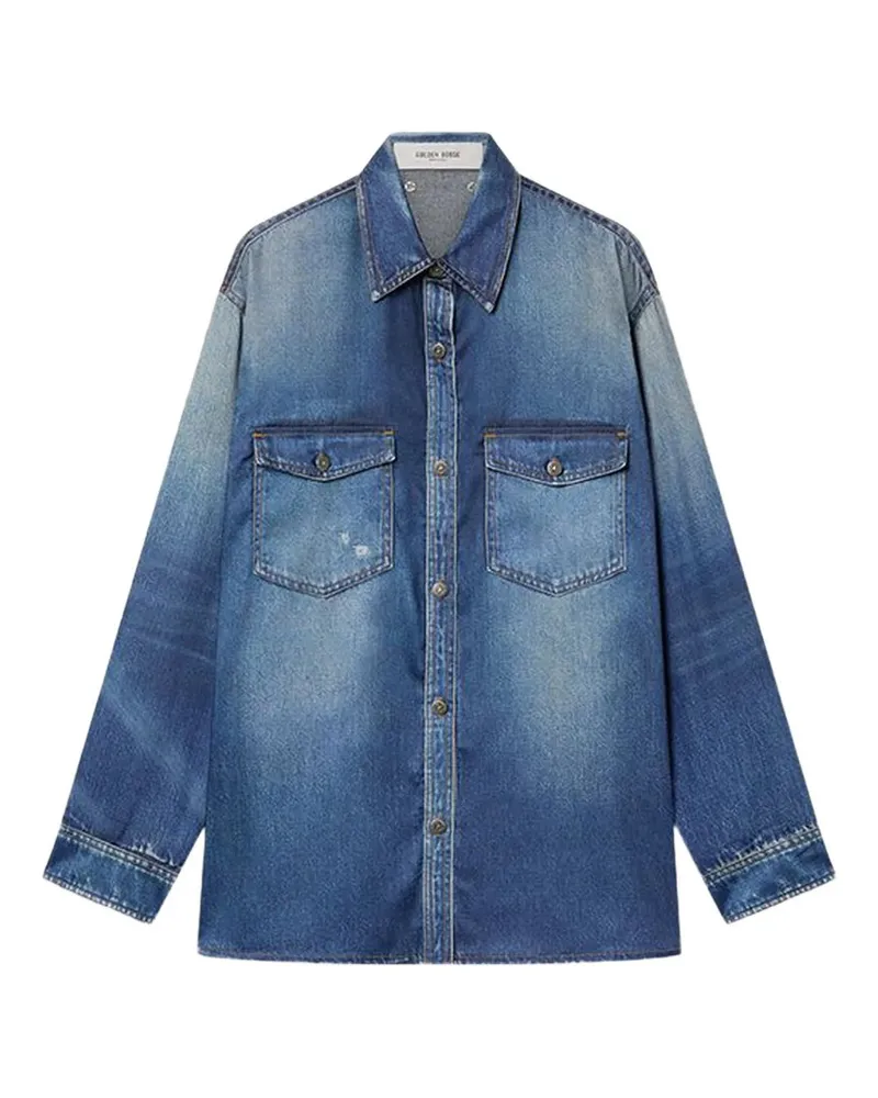 Golden Goose Journey W`s Patty Over Shirt Archive Denime Print Blau