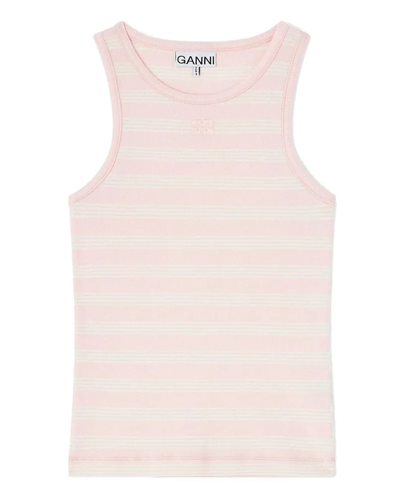 Ganni Soft Cotton Rib Tank Top Rose