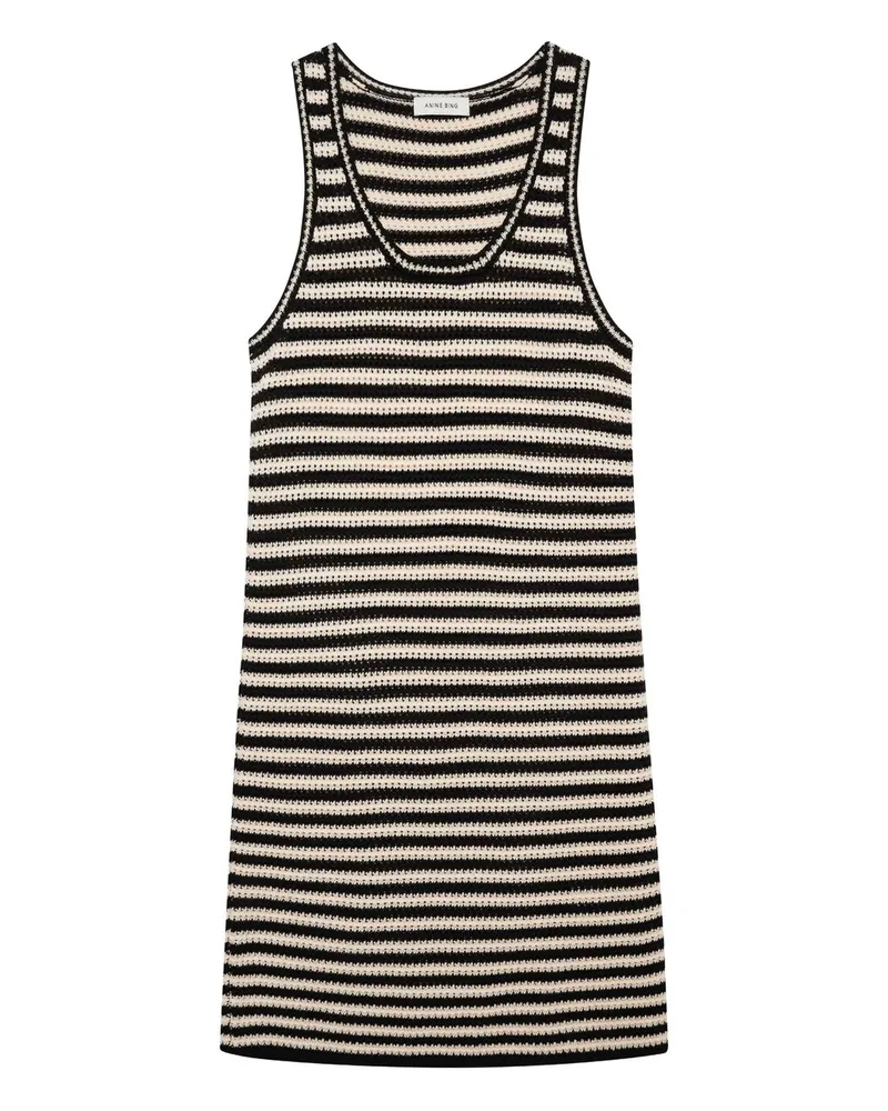Anine Bing Arie Dress  Black And Ivory Stripe Mehrfarbig