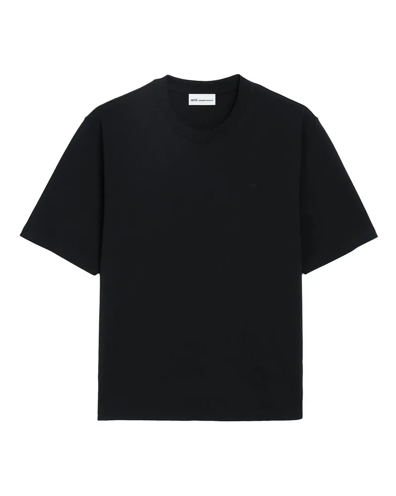 AMI Paris Tshirt With Tonal Embossed Ami de Coeur Schwarz