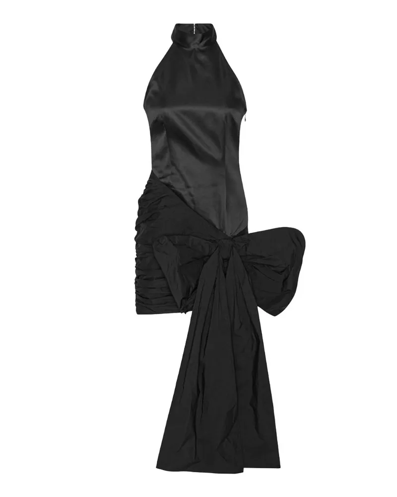 ROTATE Birger Christensen Satin Bow Dress Schwarz