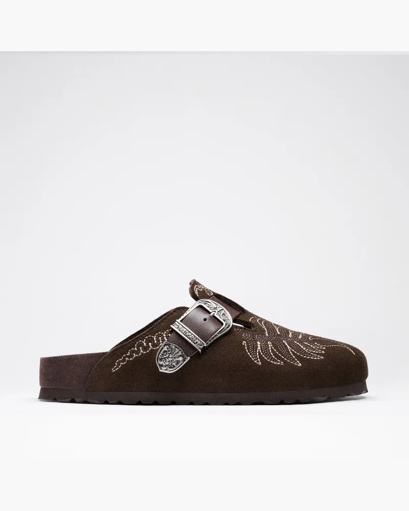 Birkenstock Etro Boston Embroidery Leve Chocolate Exq Braun