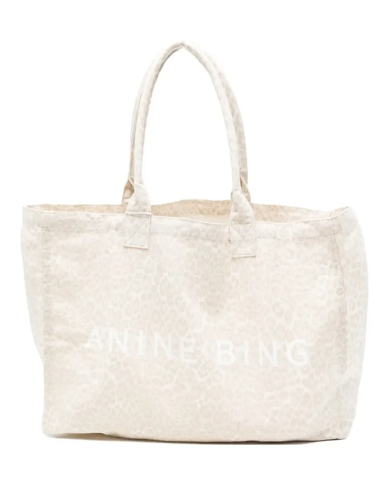 Anine Bing Leo Canvas Tote Beige