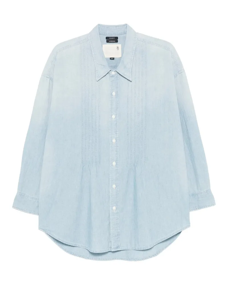 R13 Pintuck Dropneck Shirt Blau