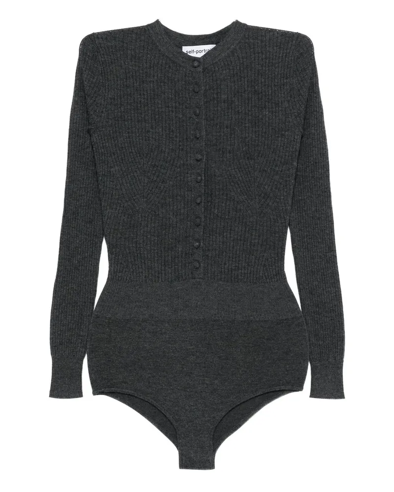 Self-Portrait Grey Wool Knit Playsuit Grau