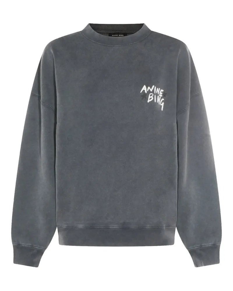 Anine Bing Miles Sweatshirt Empowerment  Washed Black Schwarz