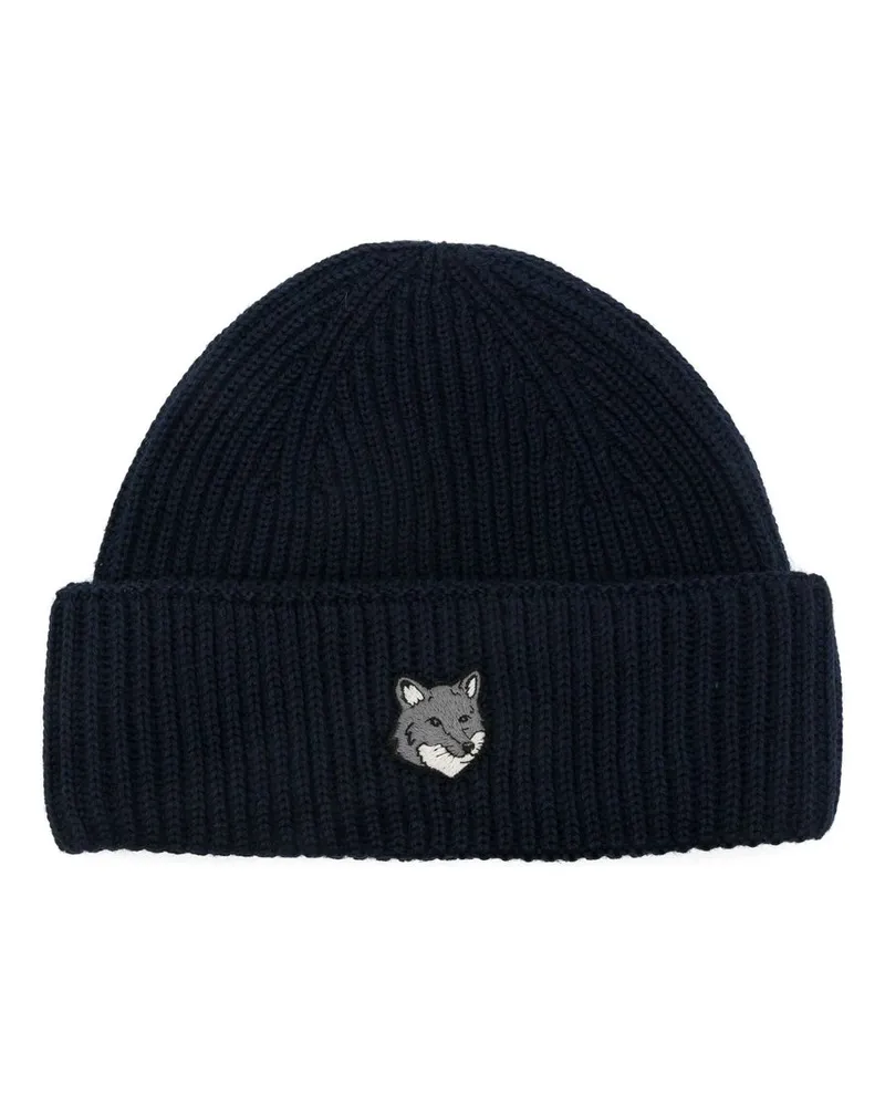 Kitsuné Fox Head Large Beanie Blau