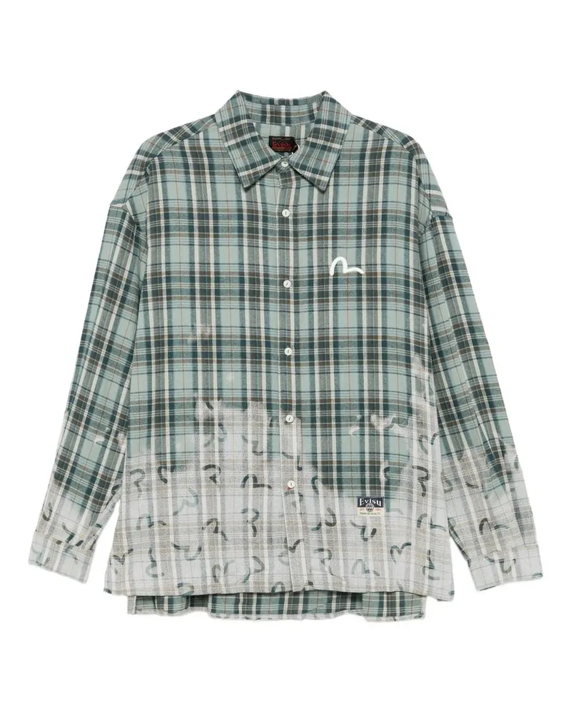 Evisu Ht, Seagull Aop ls Checked Shirt Grün