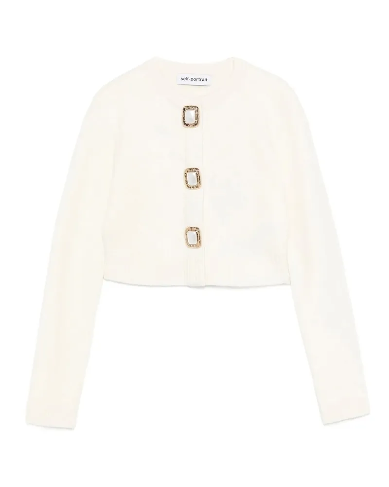Self-Portrait Cream Wool Cardigan Beige