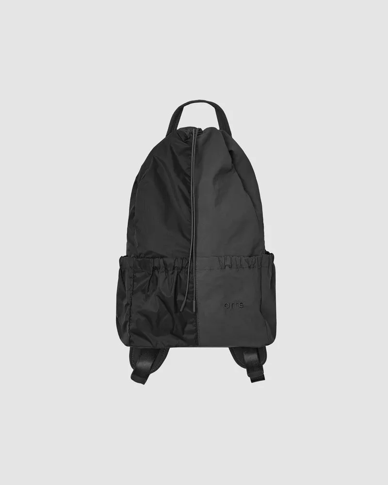 Arte Antwerp Drawstring Nylon Backpack Schwarz