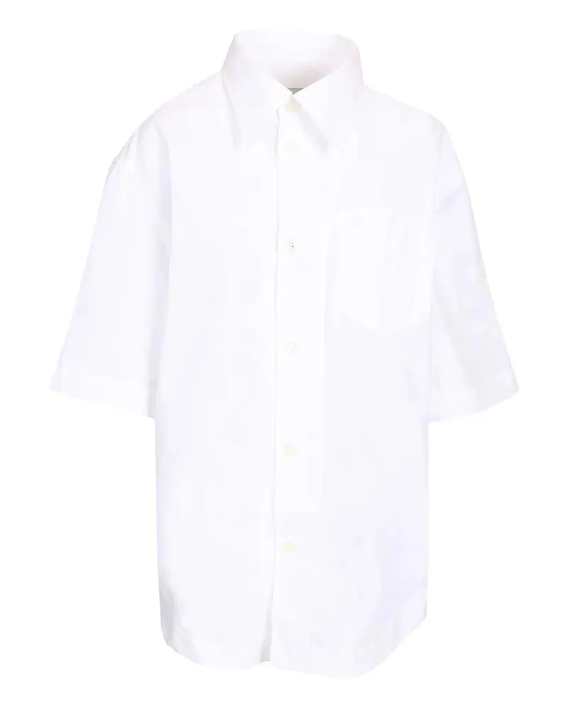 AMI Paris Short Sleeve Wide Shirt With Camp Collar And Patch Pocket Weiß