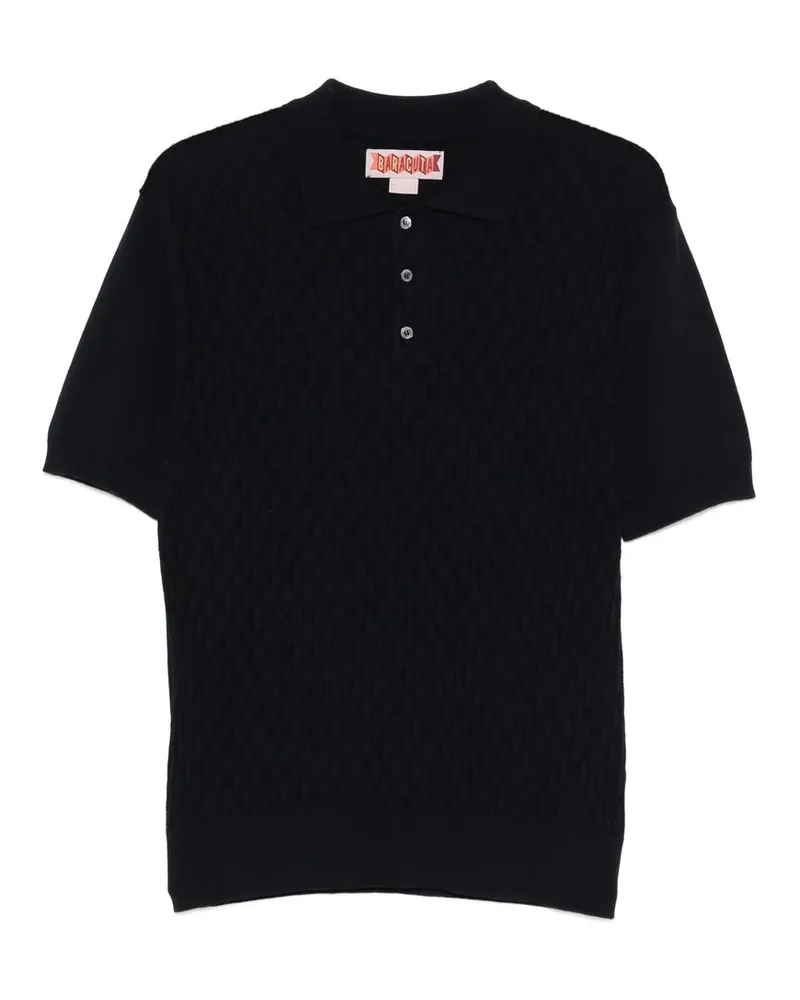 Baracuta Pattern Stitch ss Polo Blau